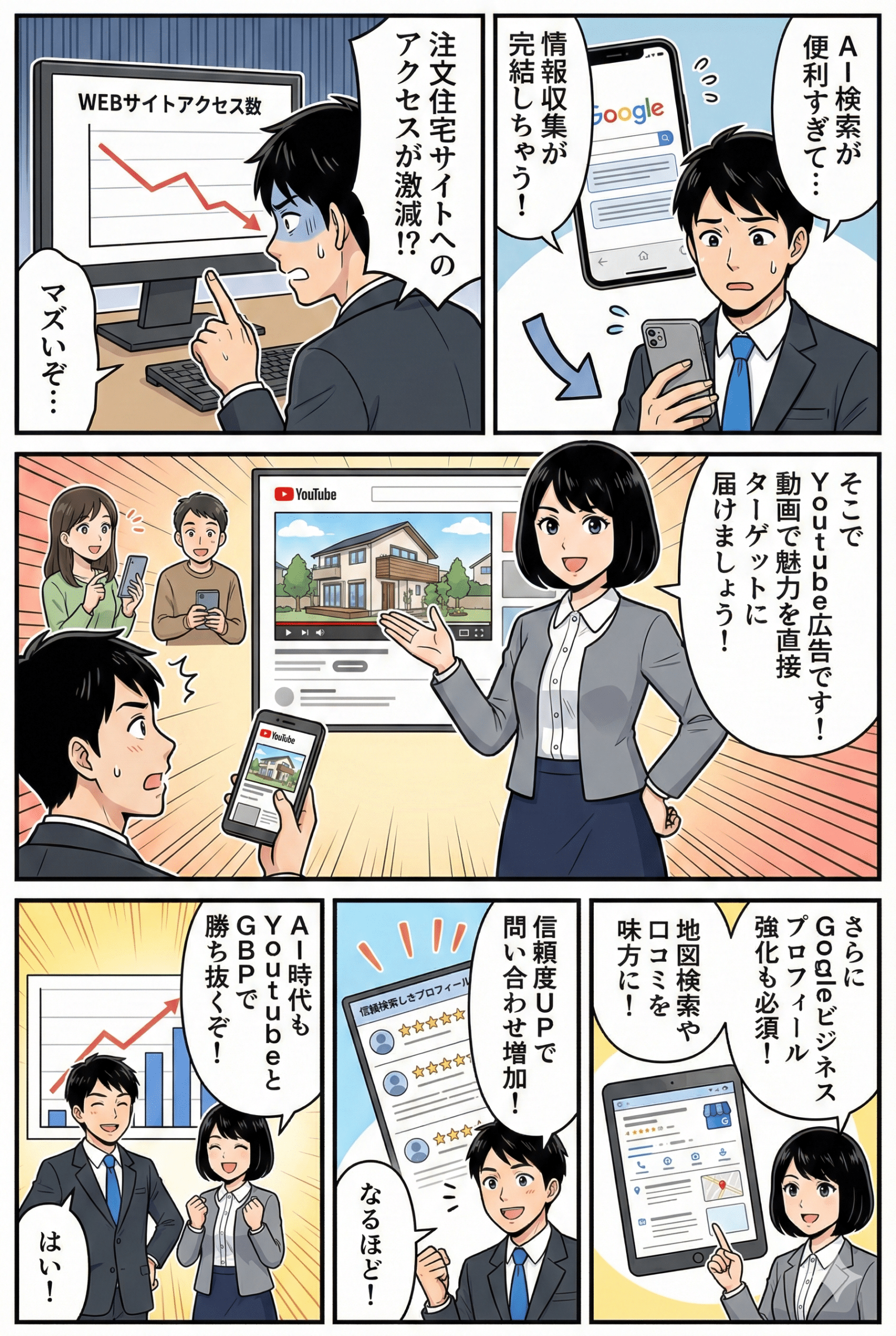 【漫画でわかる】AI検索時代に「注文住宅サイト」のアクセスが激減!? 13 chuumonjyutaku youtube gbp scaled